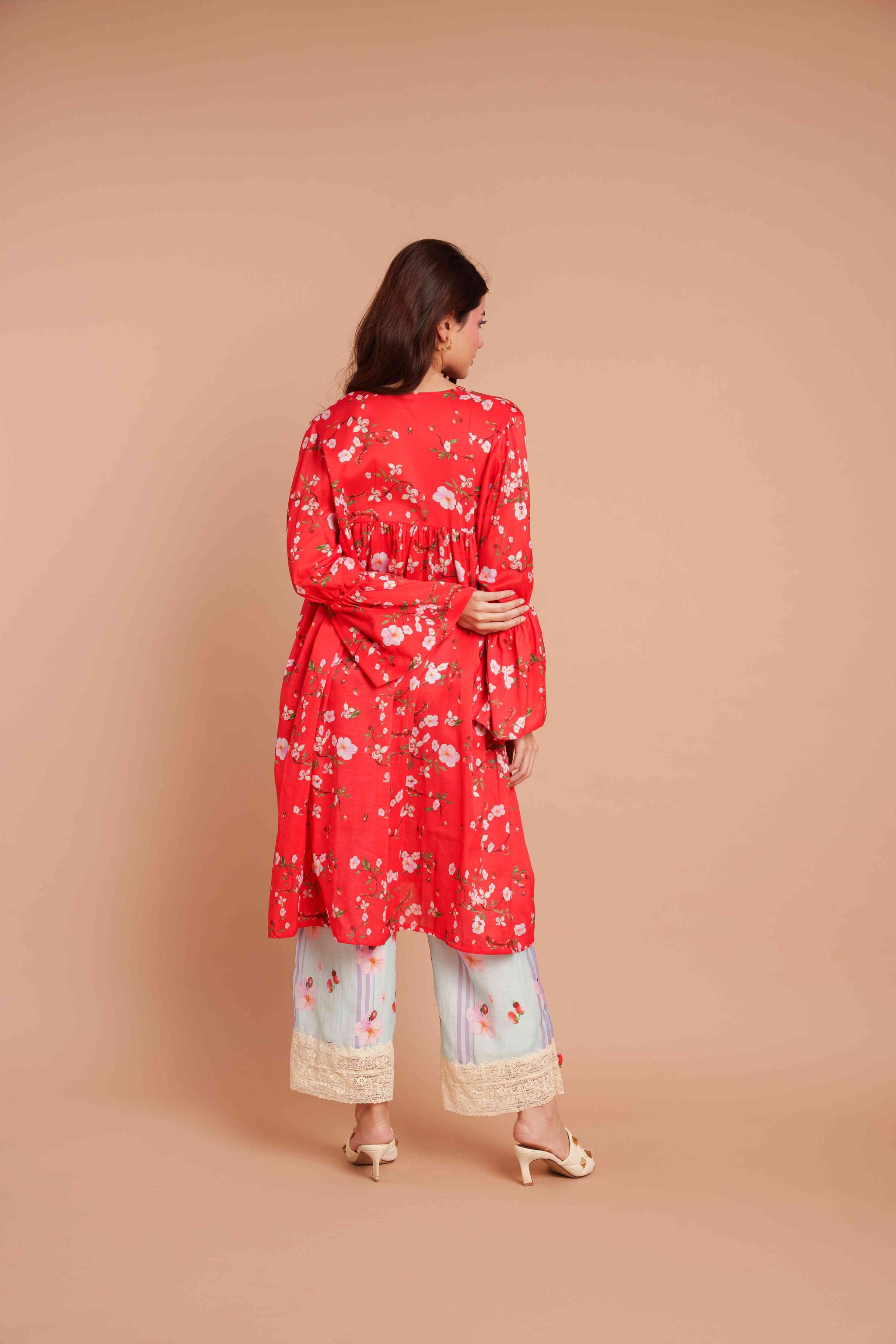Cherry Blossom Flared Kurta Set