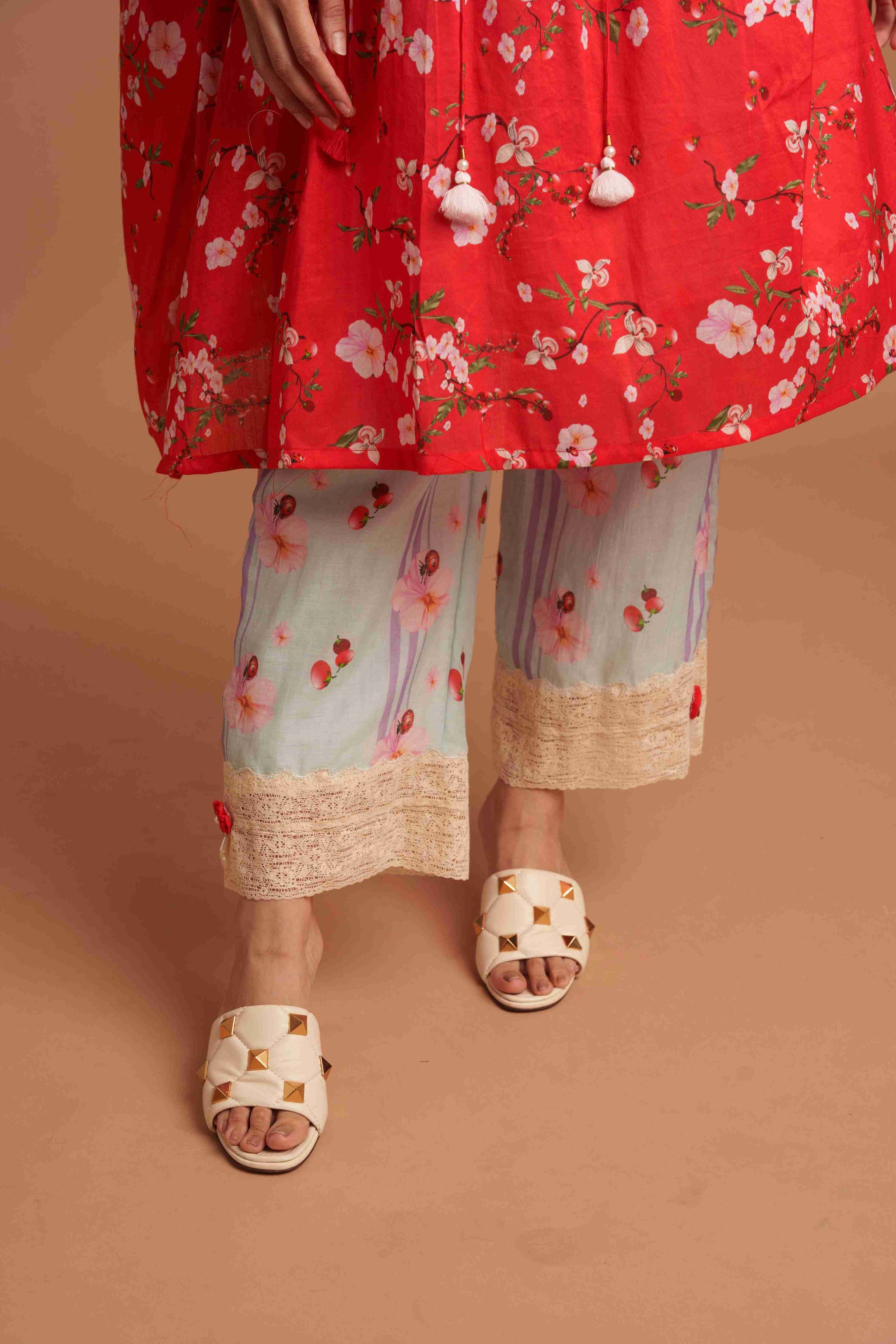 Cherry Blossom Flared Kurta Set