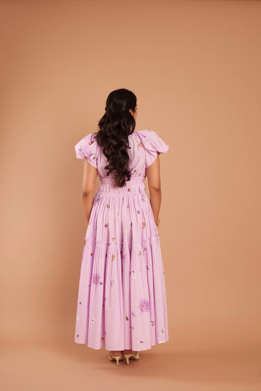 Lavender Dream Pleated Midi Dress