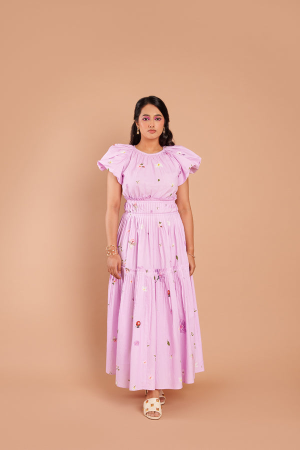 Lavender Dream Pleated Midi Dress