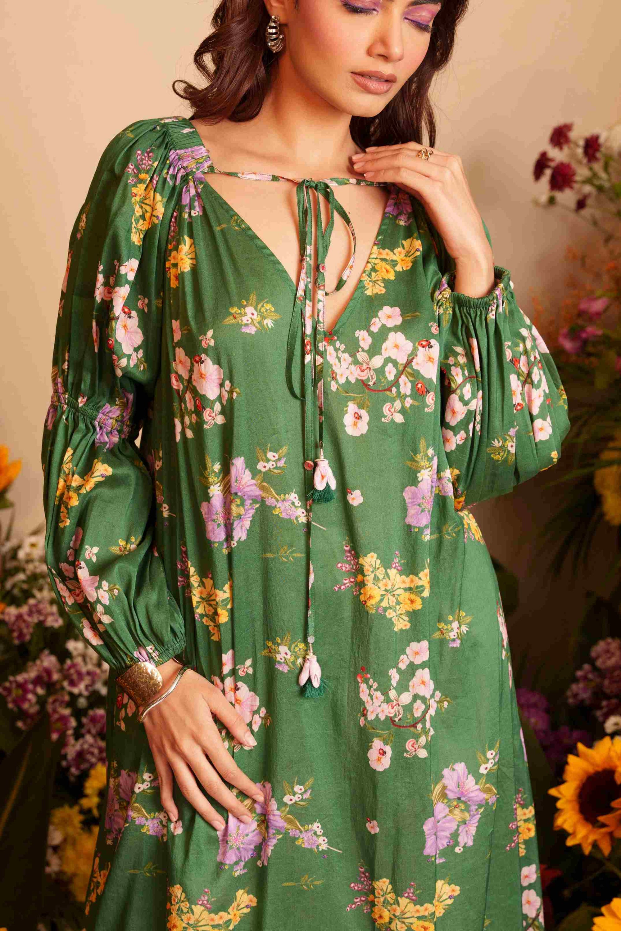 Deep Forest Gathererd Kurta Set