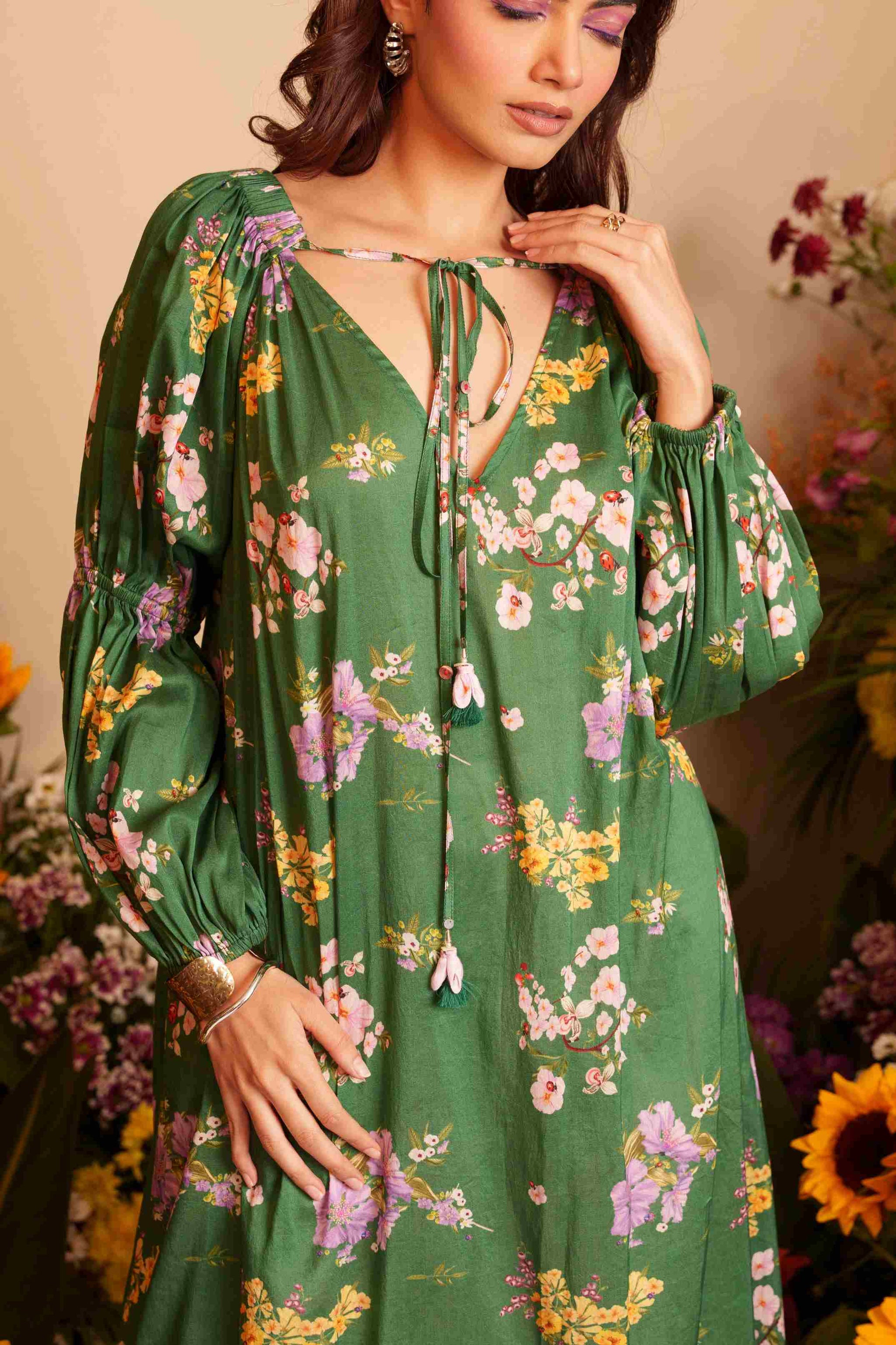 Deep Forest Gathererd Kurta Set