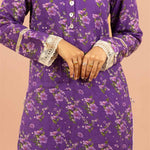 Violet Floral Straight Kurta Set