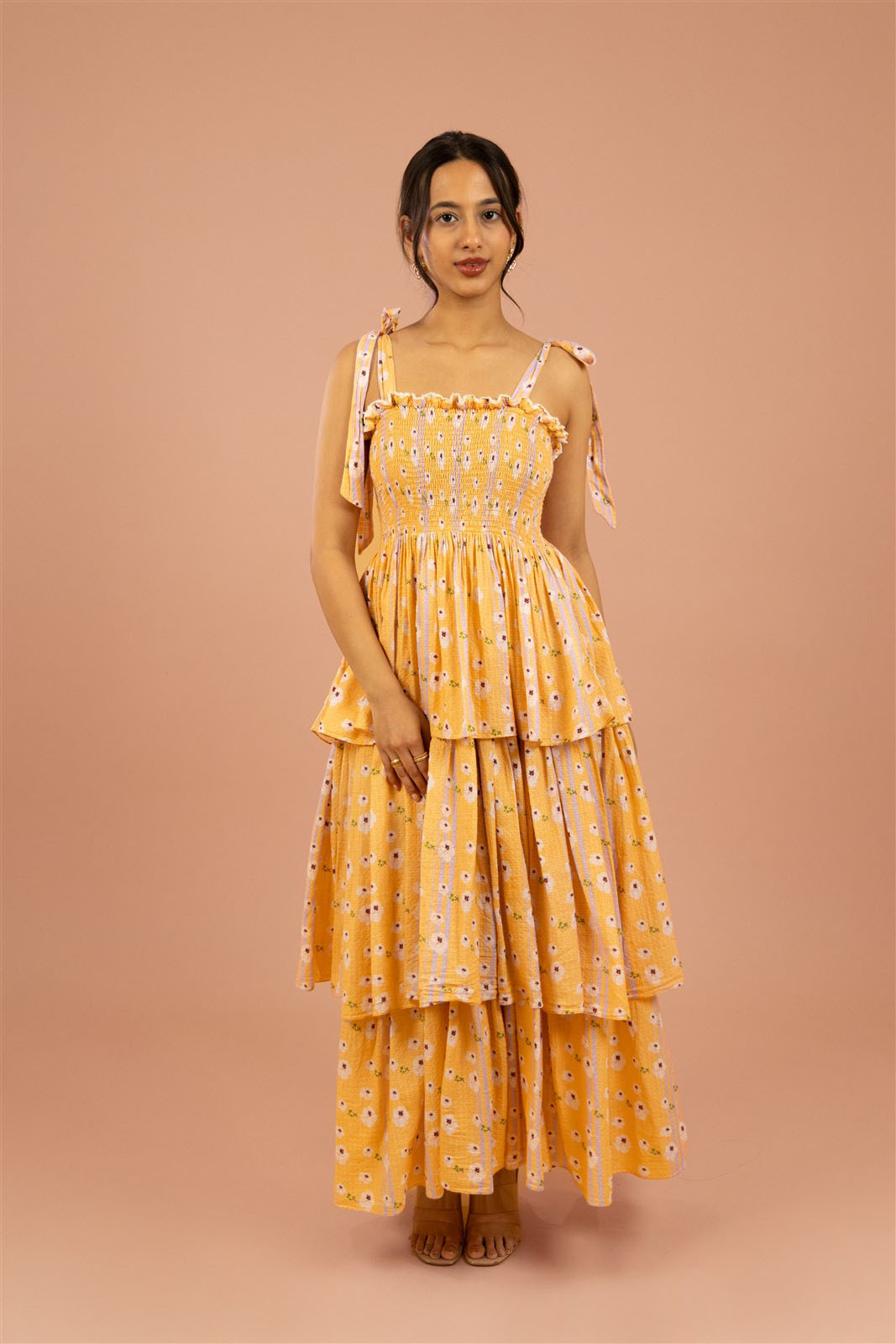 Pastel Garden Tiered Midi Dress