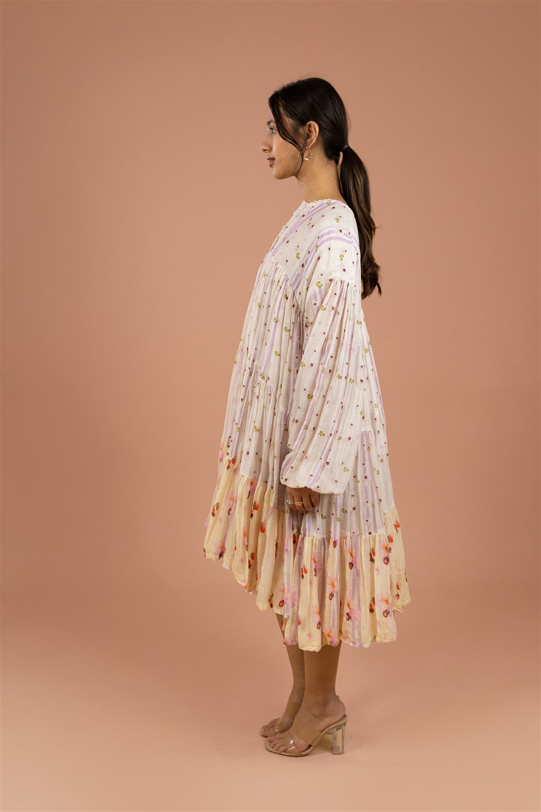 Mild-white Whisper Tiered Mini Dress