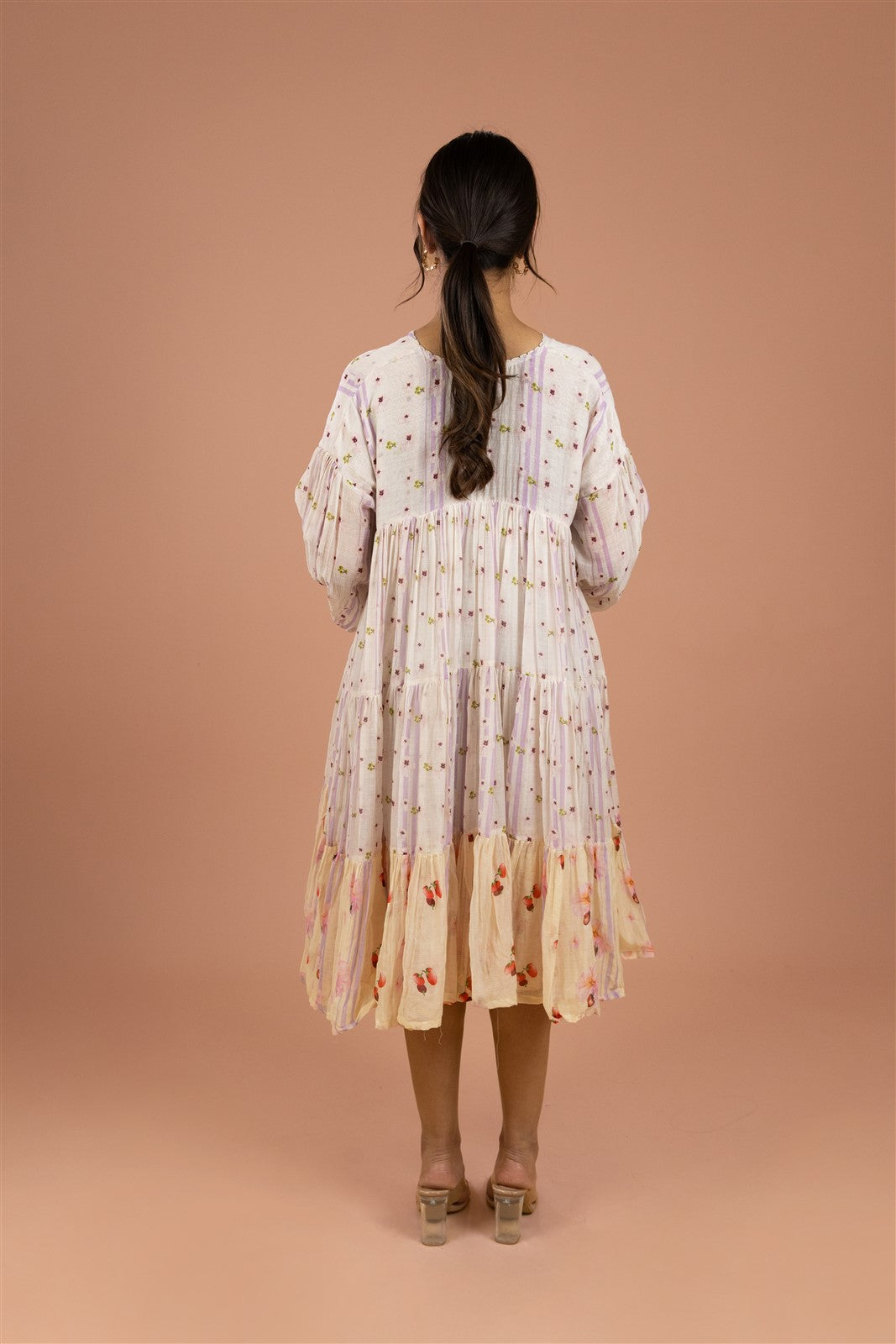 Mild-white Whisper Tiered Mini Dress