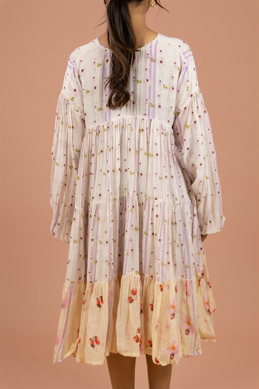 Mild-white Whisper Tiered Mini Dress