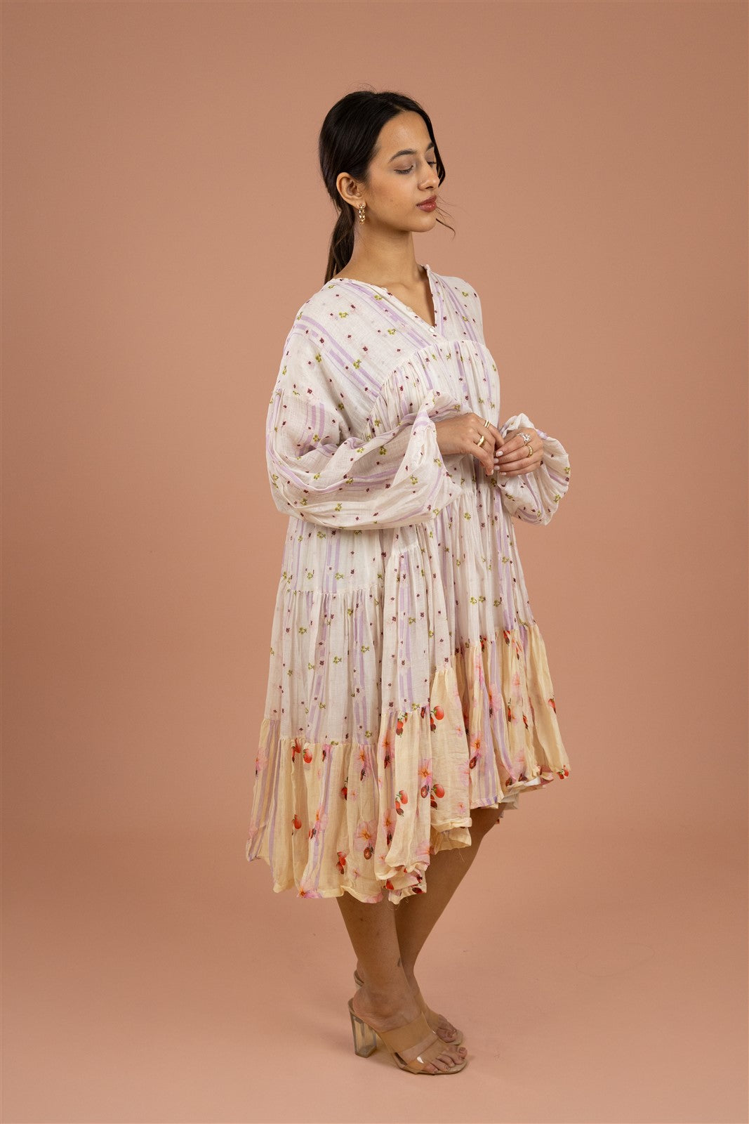 Mild-white Whisper Tiered Mini Dress