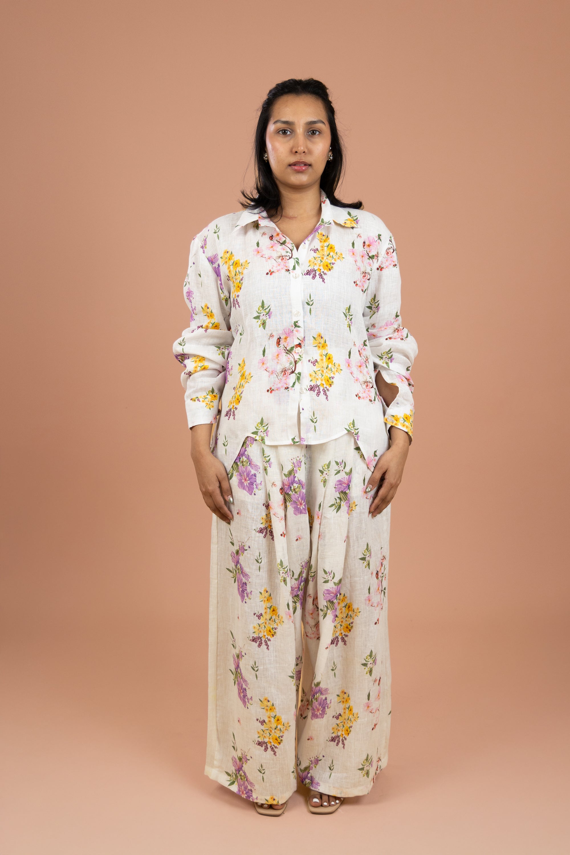 Ivory Floral Shirt Co-ord Set