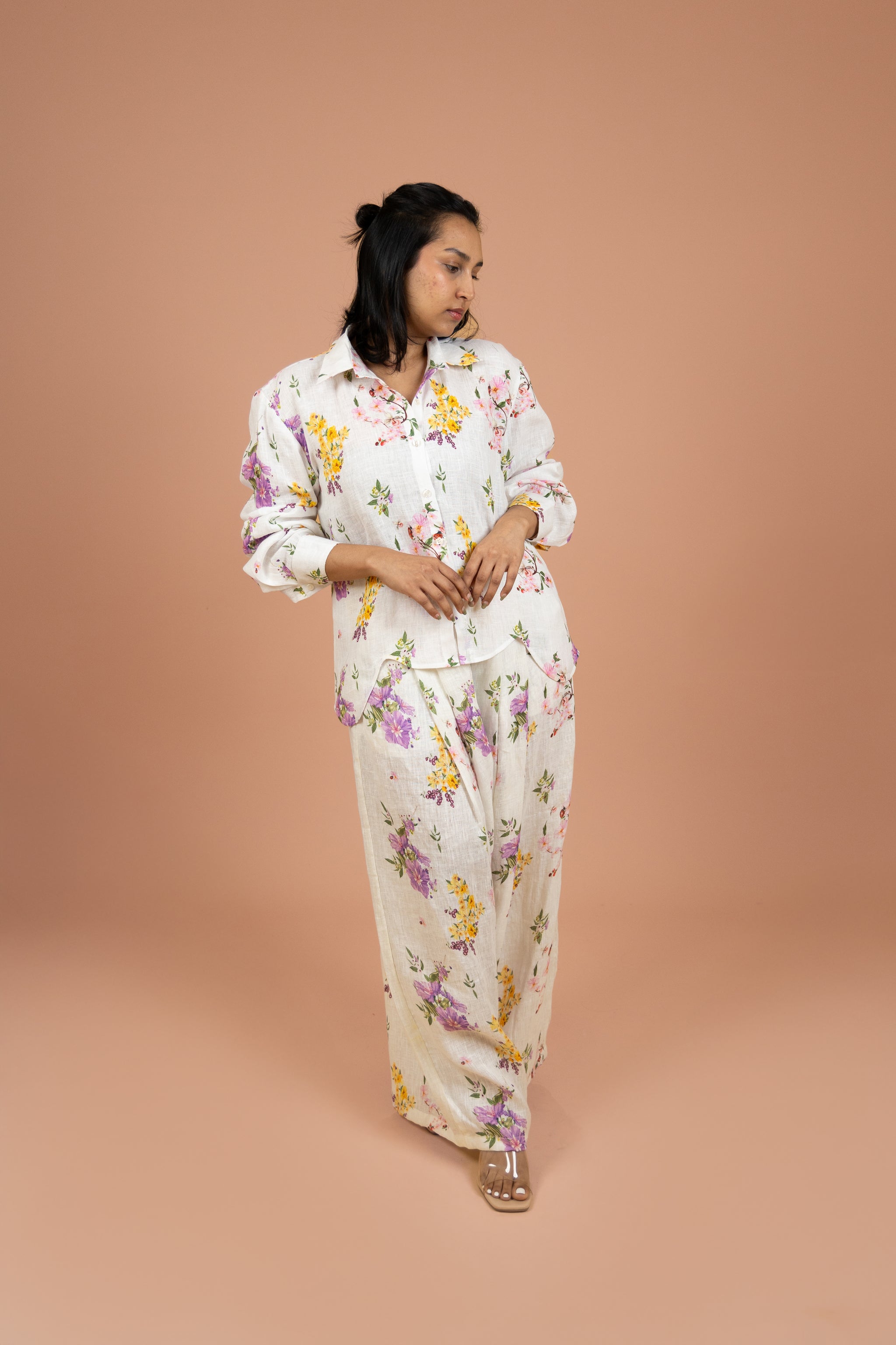 Ivory Floral Shirt Co-ord Set