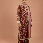 Maroon Floral Kurta Set with Dupatta