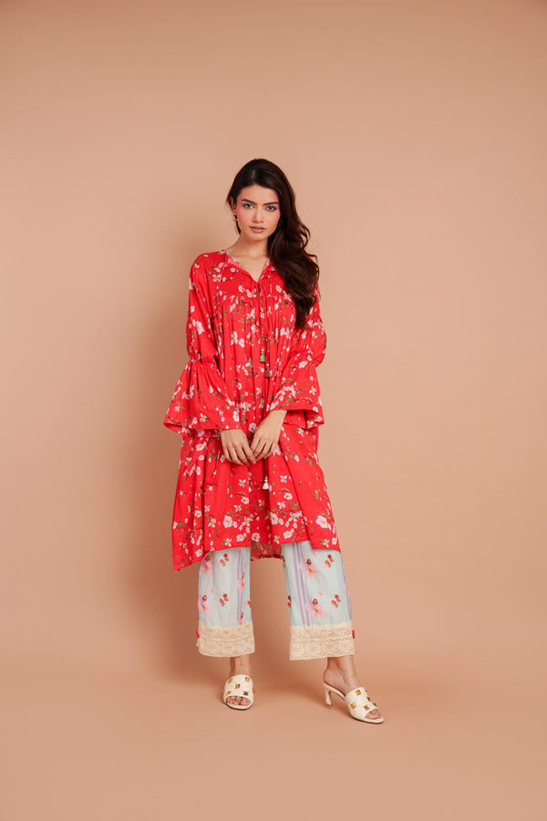 Cherry Blossom Flared Kurta Set