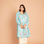 Deep Blue Forest Gathererd Kurta Set