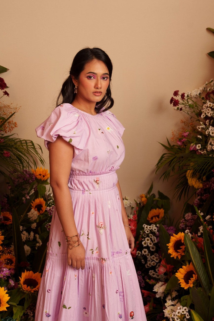 Lavender Dream Pleated Midi Dress