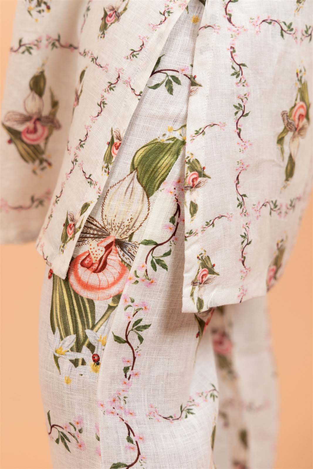 Ivory Floral Straight Kurta Set