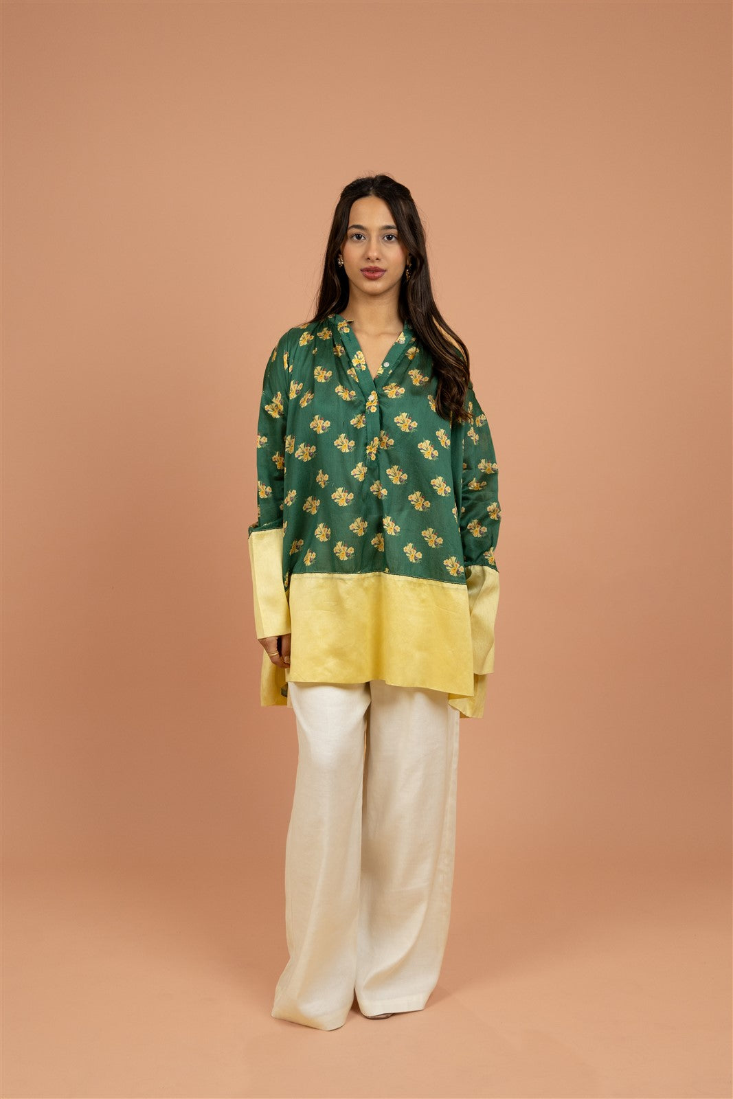 Verdant Bloom High-Low Tunic