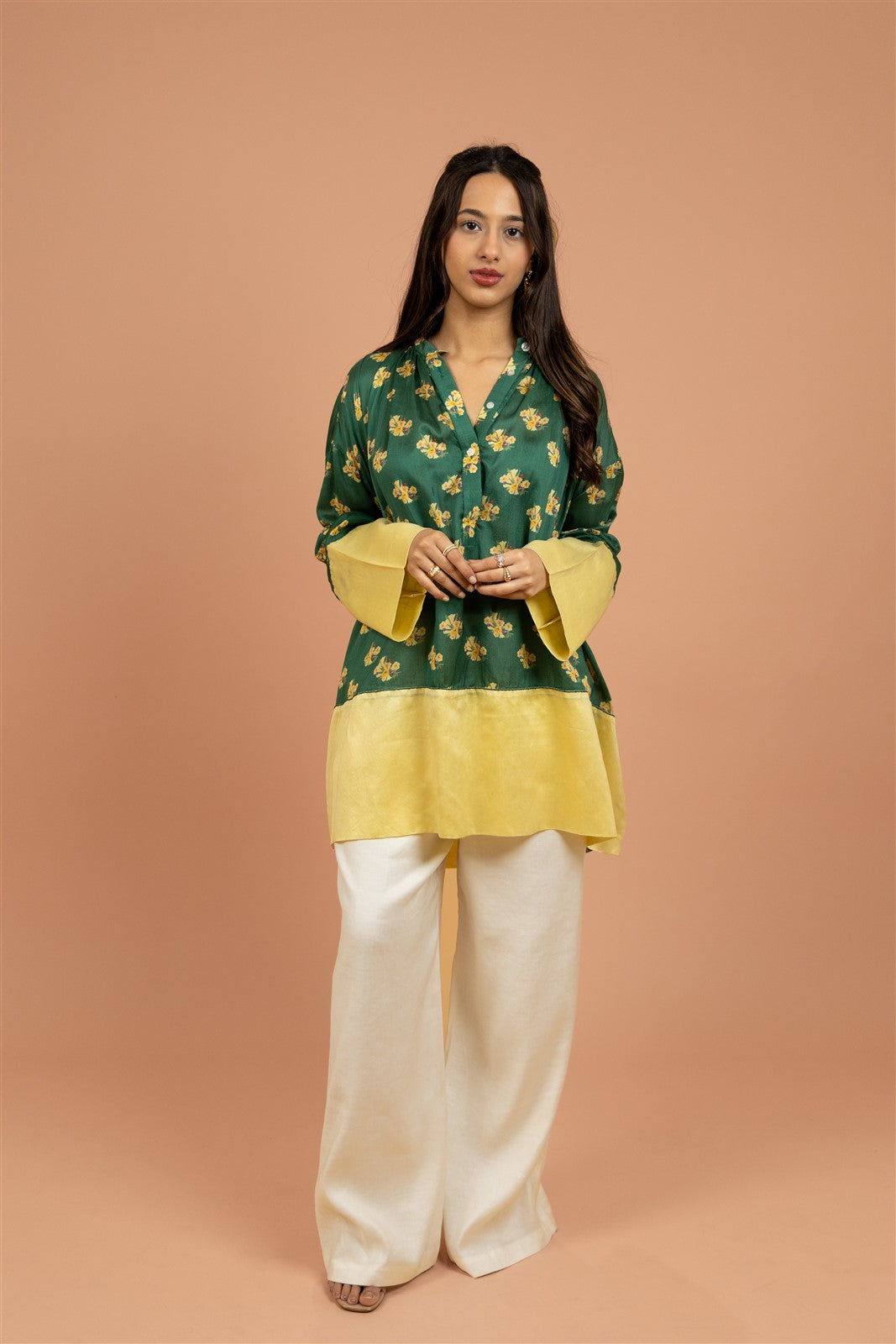 Verdant Bloom High-Low Tunic