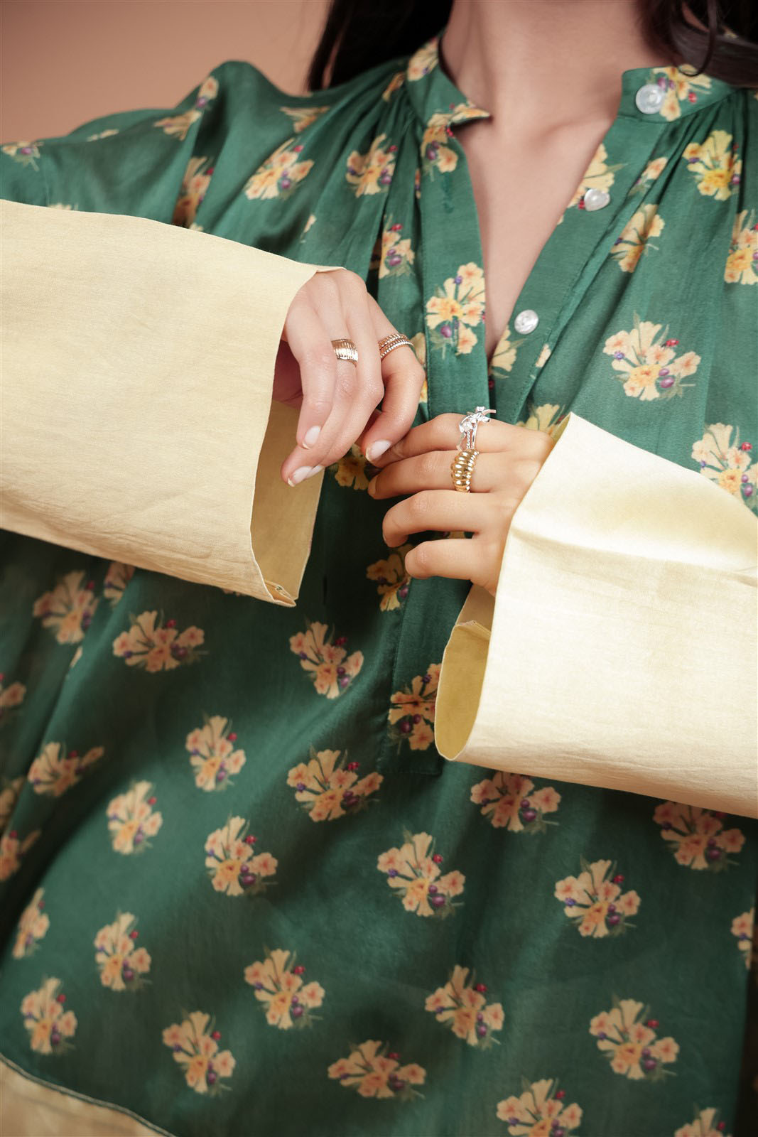 Verdant Bloom High-Low Tunic