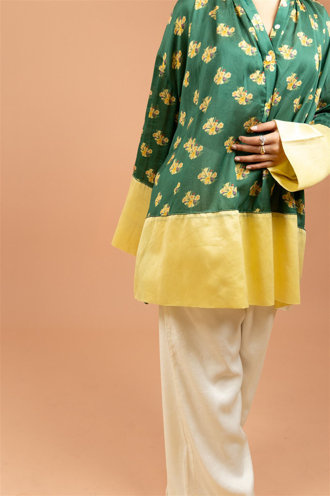 Verdant Bloom High-Low Tunic