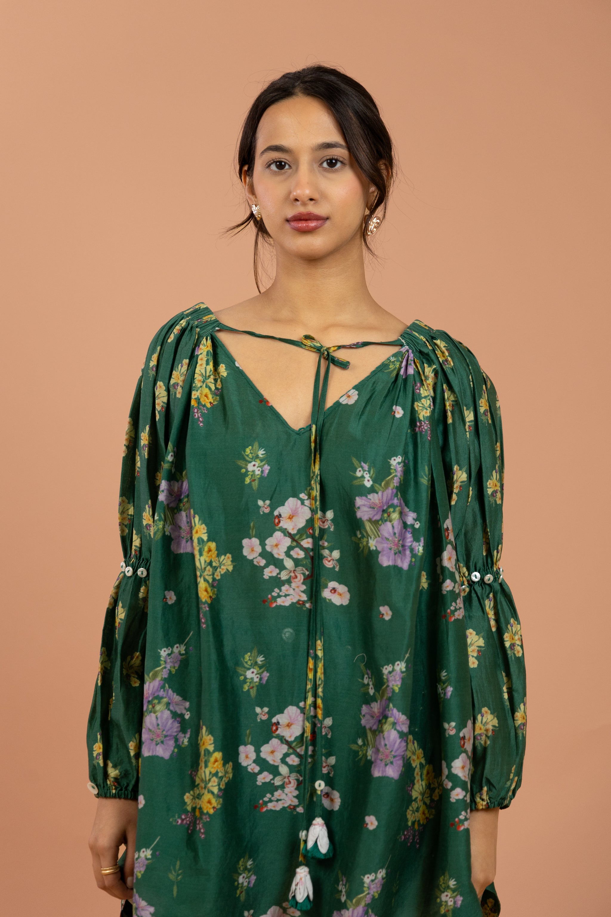 Emerald Garden Tie-Up Tunic