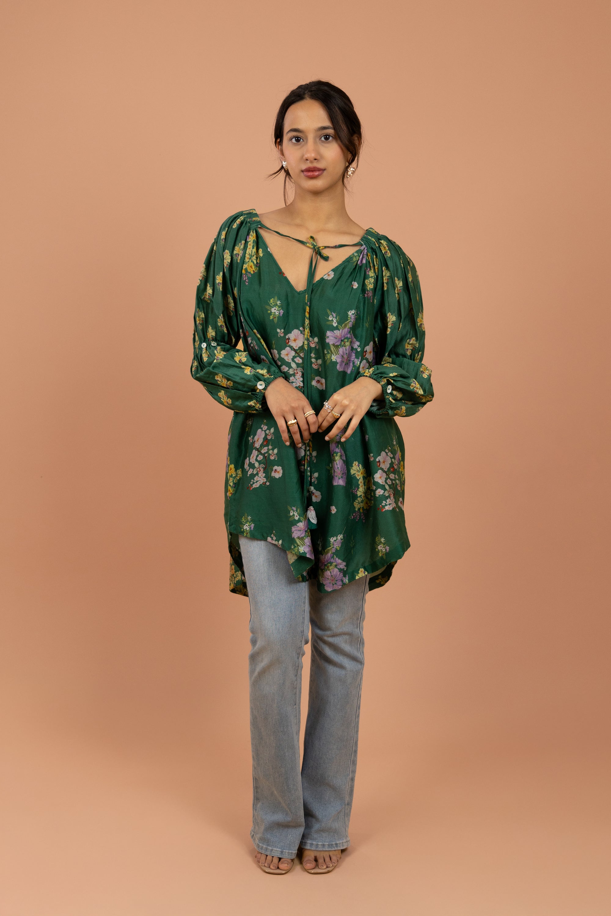 Emerald Garden Tie-Up Tunic