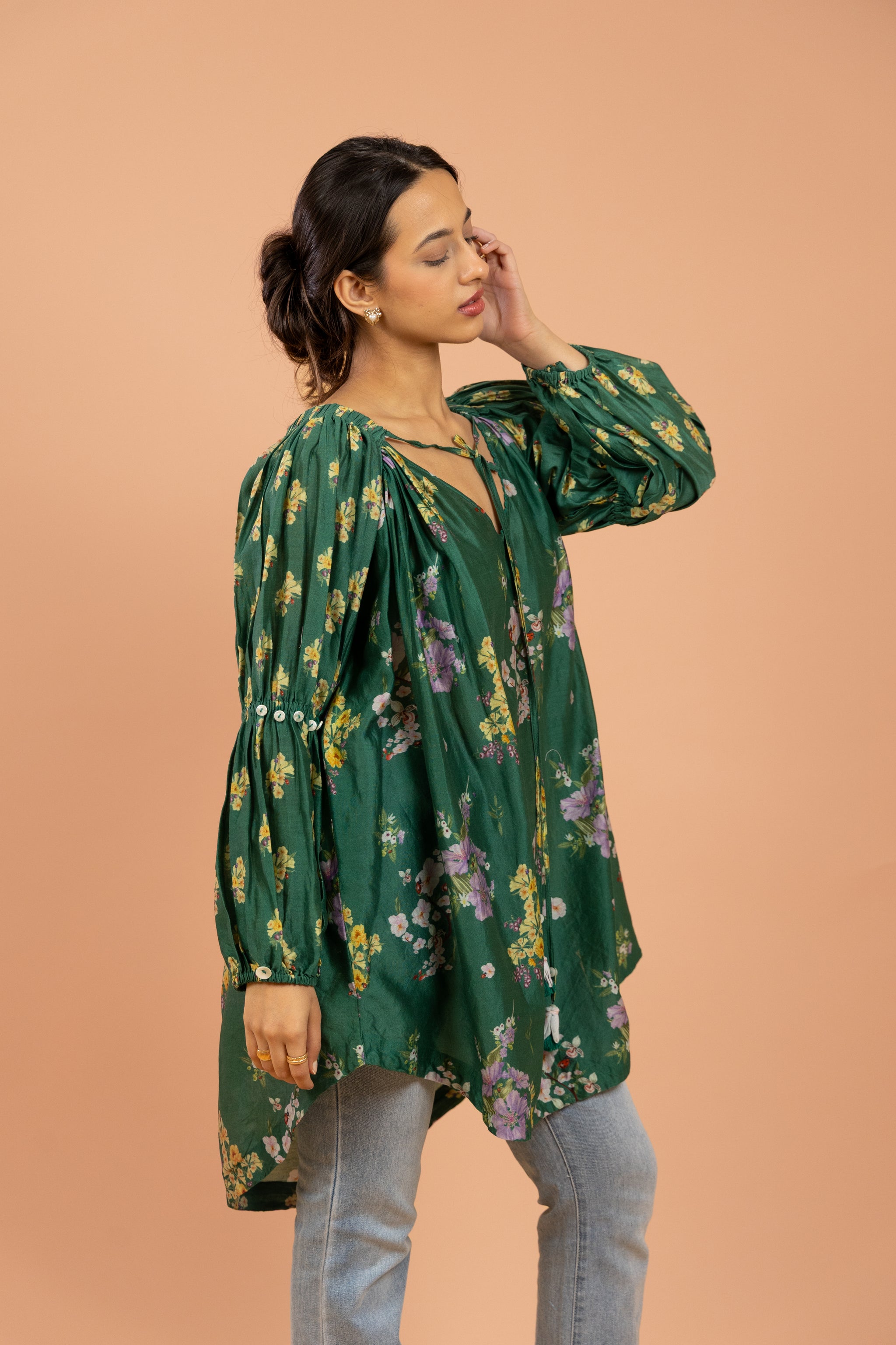 Emerald Garden Tie-Up Tunic
