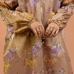 Ochre Floral Tie-Up Kurta Set