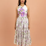 Spring Petal Tie-Back Midi Dress