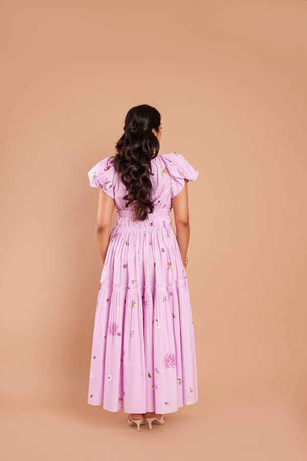 Lavender Dream Pleated Midi Dress