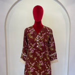Linen laced Kurta Set