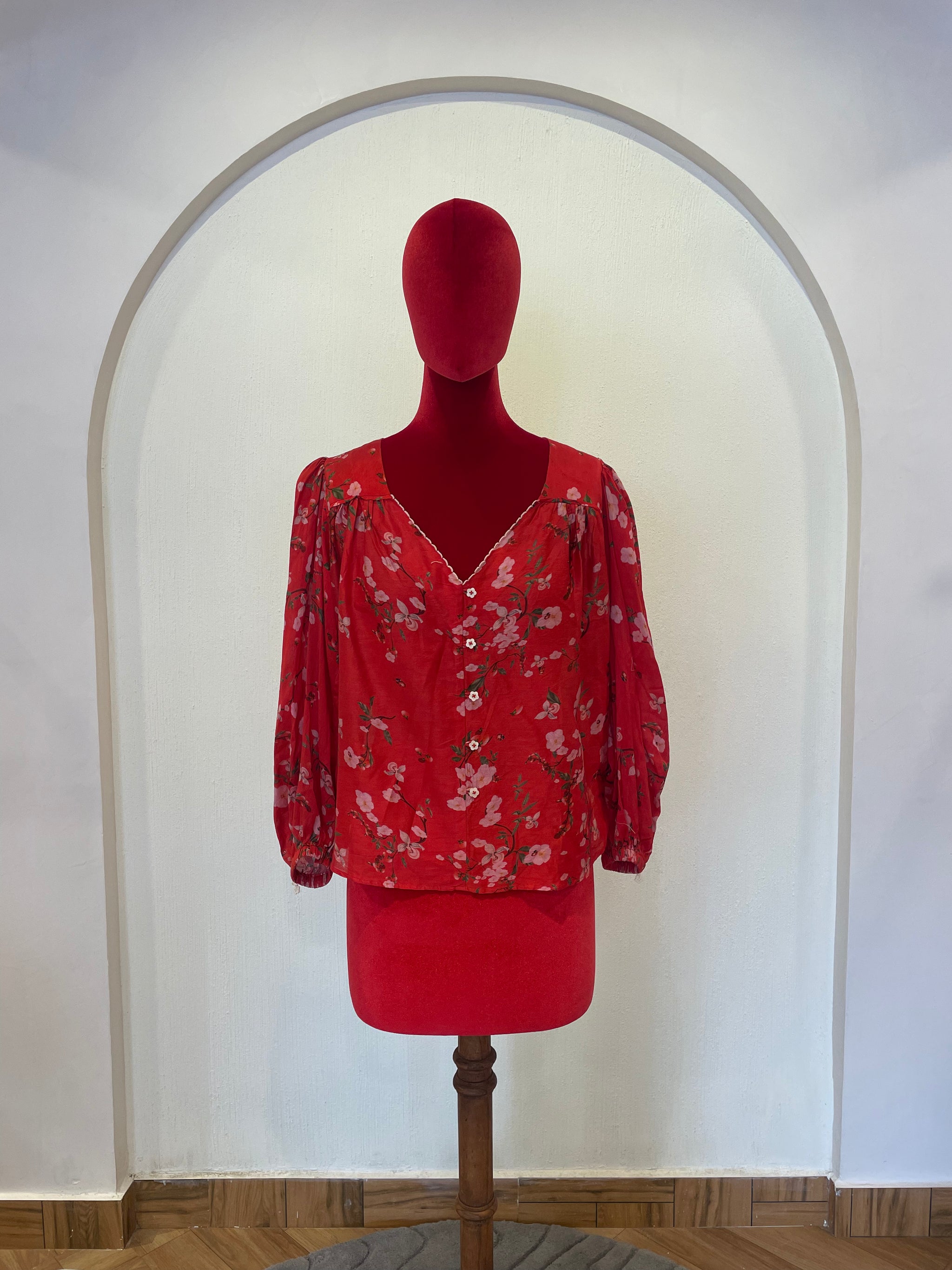 Red Chanderi Top