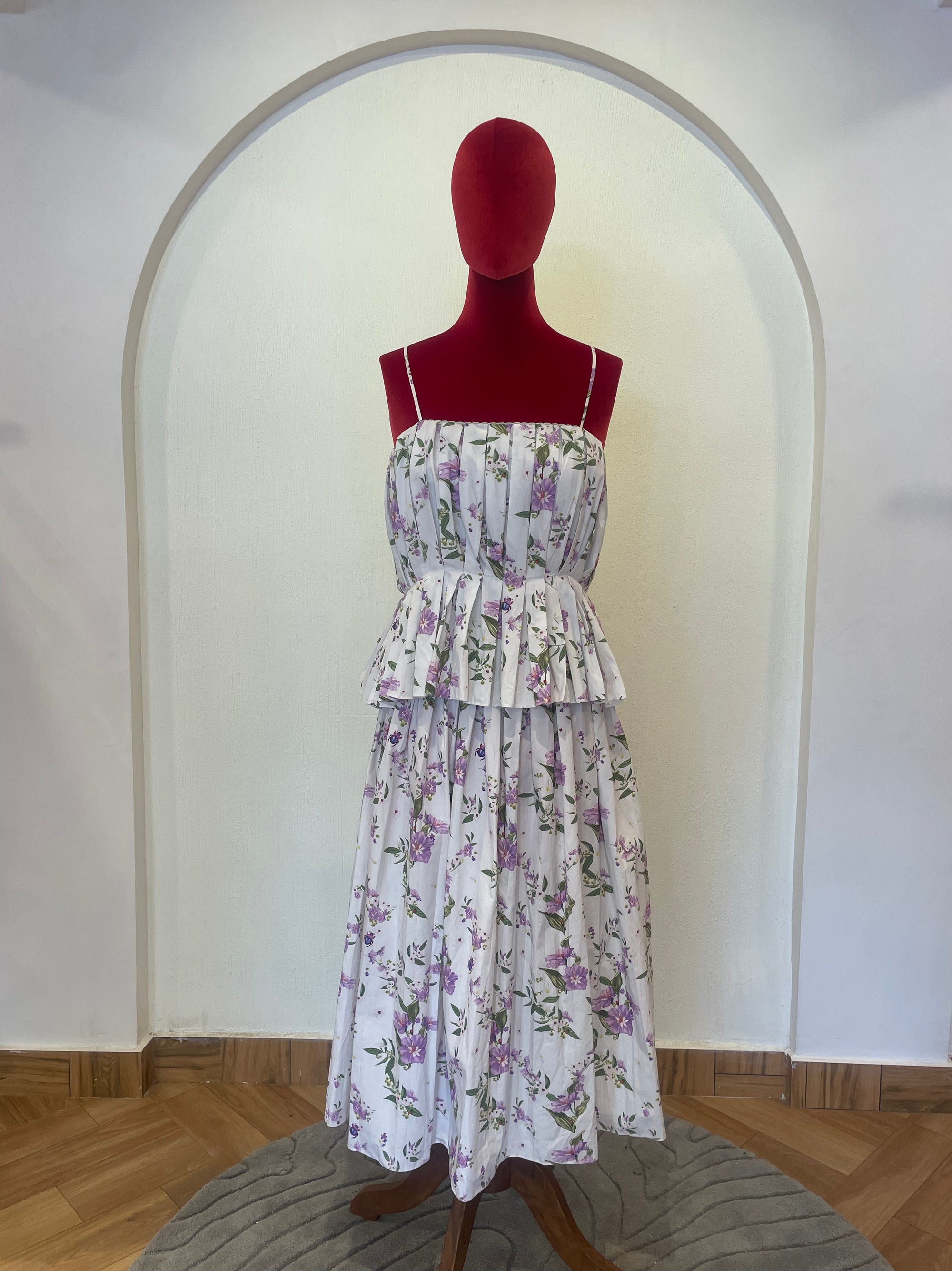 Poplin Floral Pleated Dress