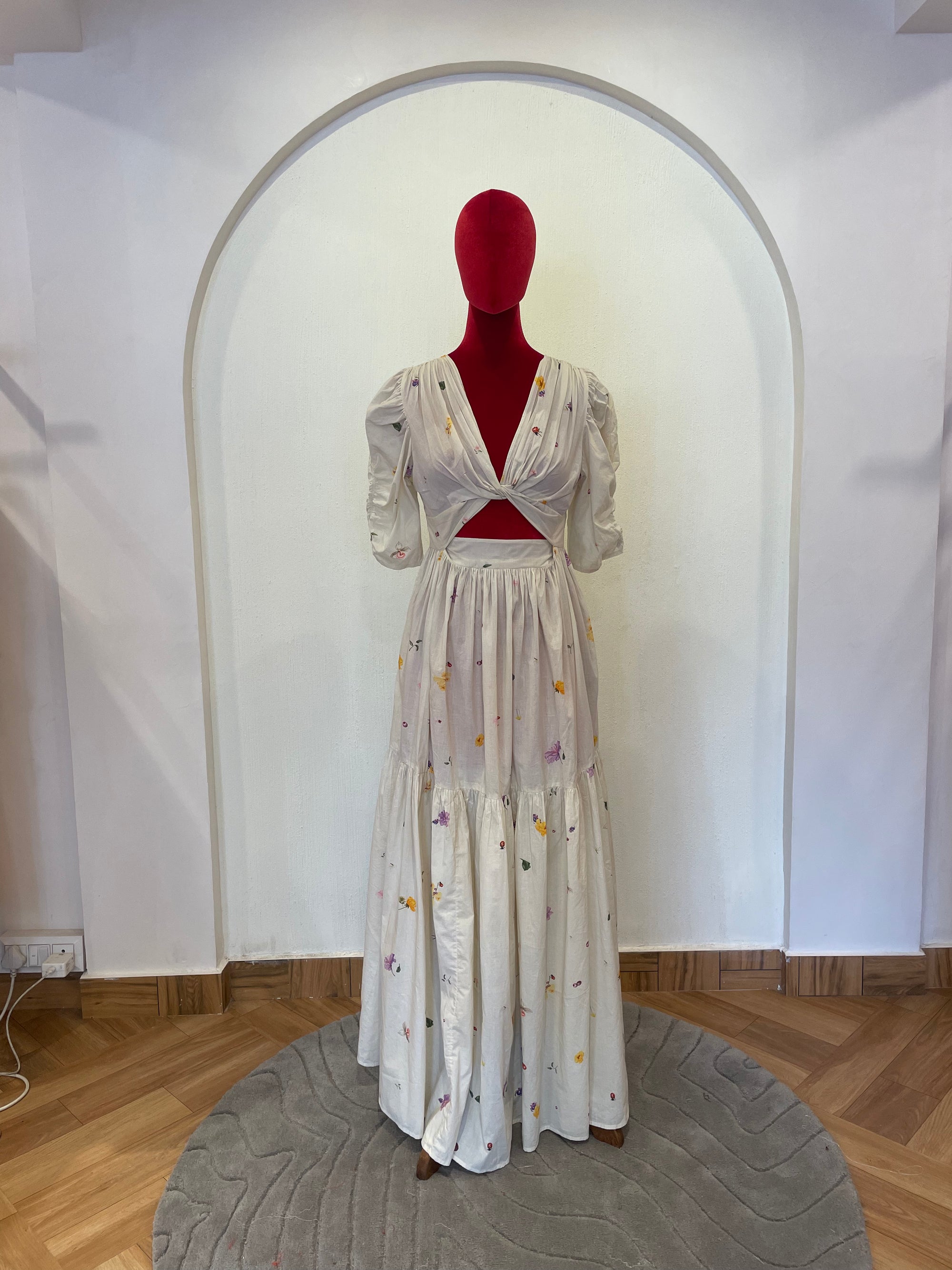 Knotted Beige Tier Dress