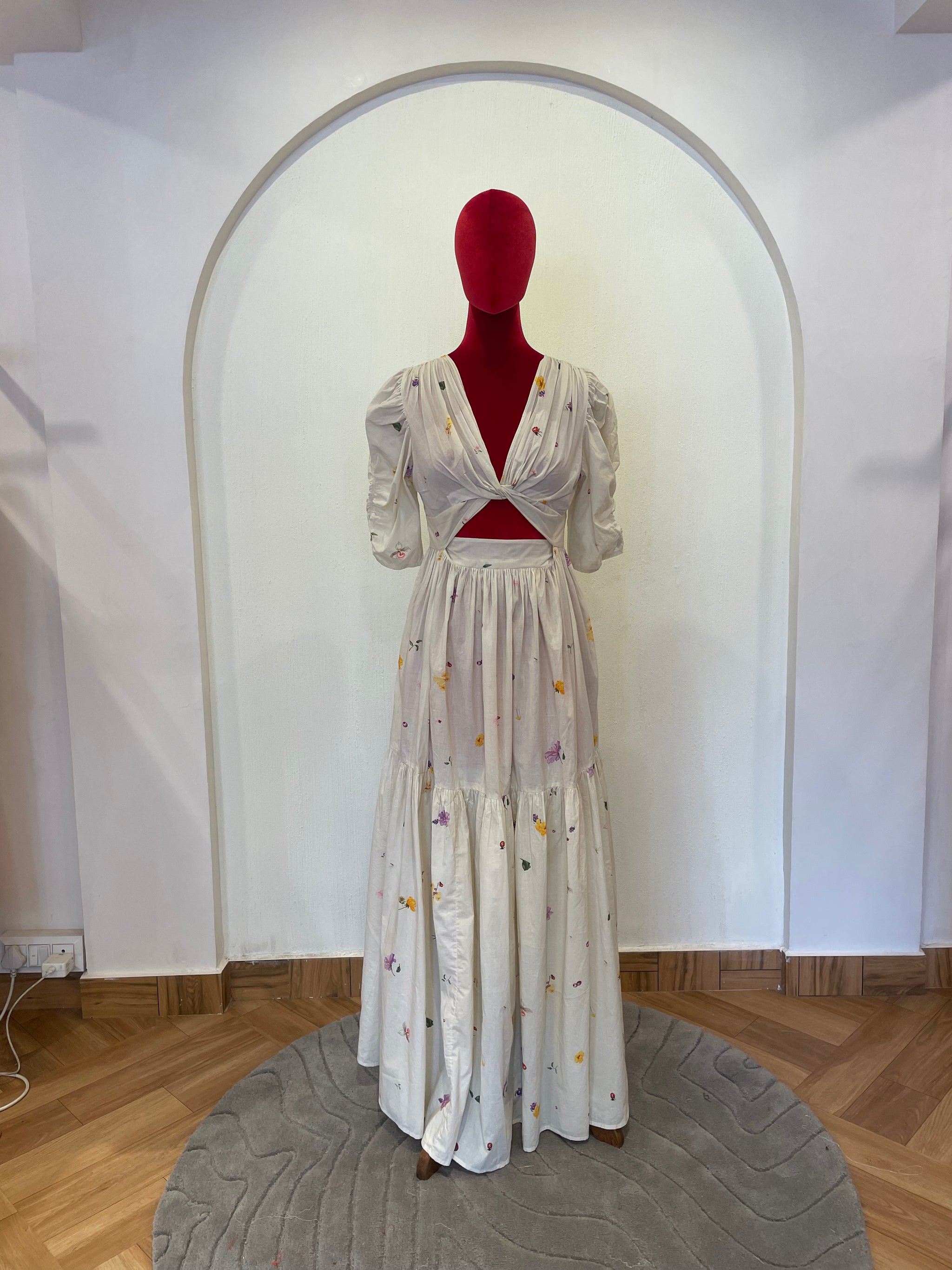 Knotted Beige Tier Dress