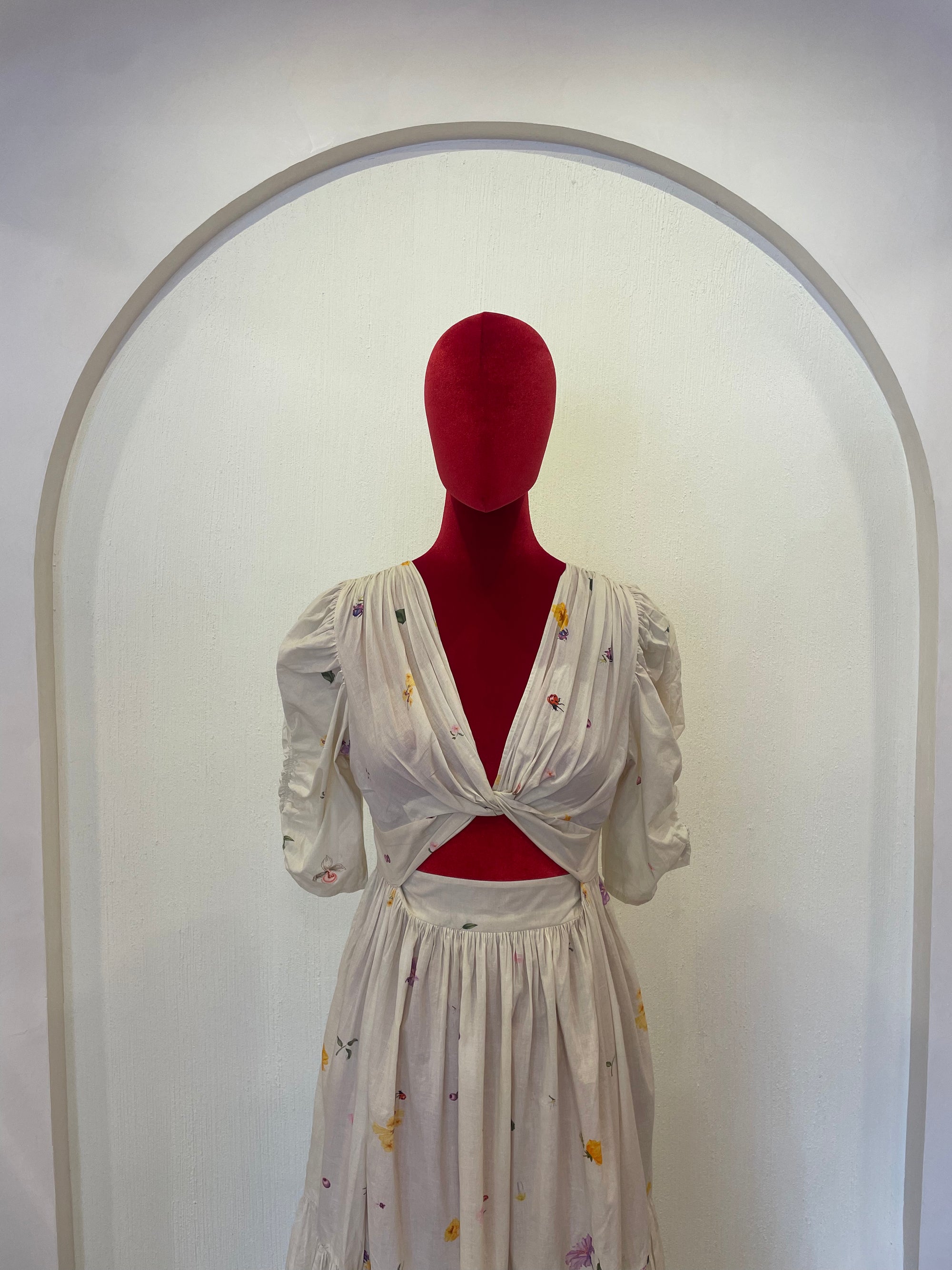 Knotted Beige Tier Dress