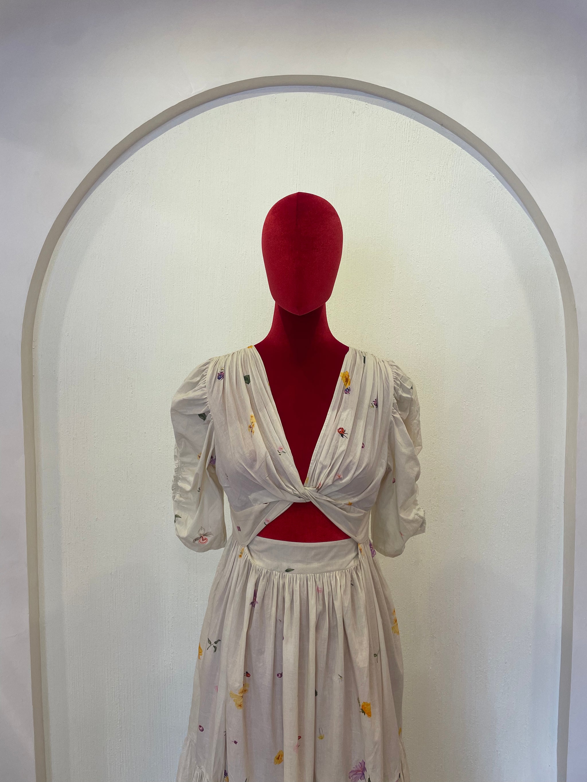 Knotted Beige Tier Dress