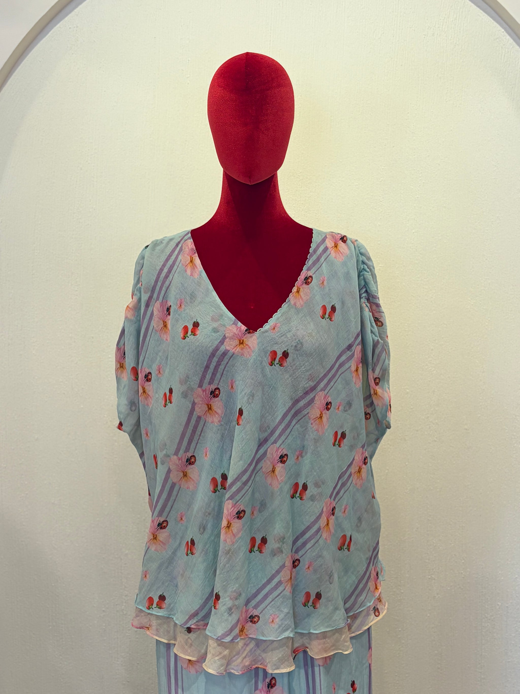 Pale Blue Striped Reversible Cord Set