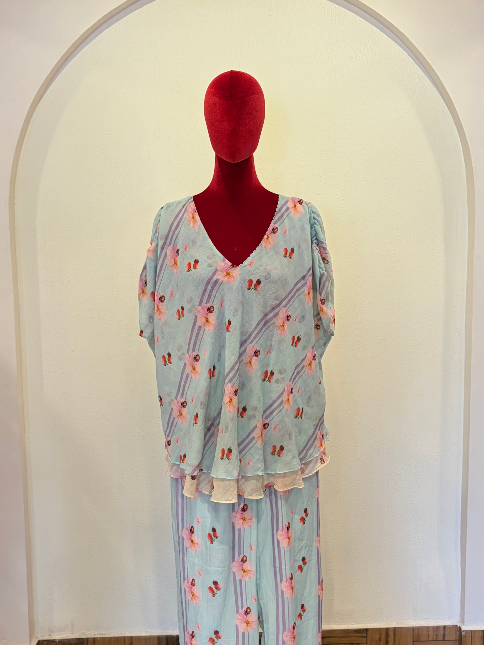 Pale Blue Striped Reversible Cord Set