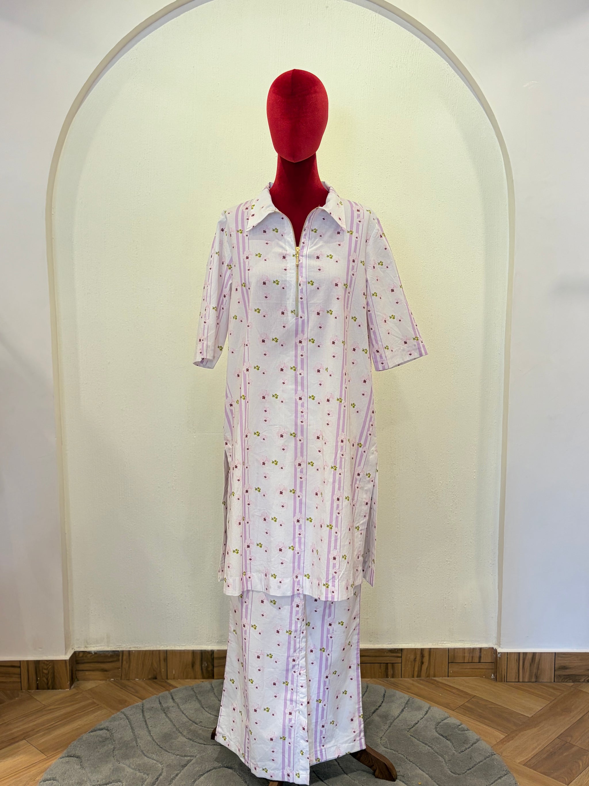 Collared Poplin Kurta Set