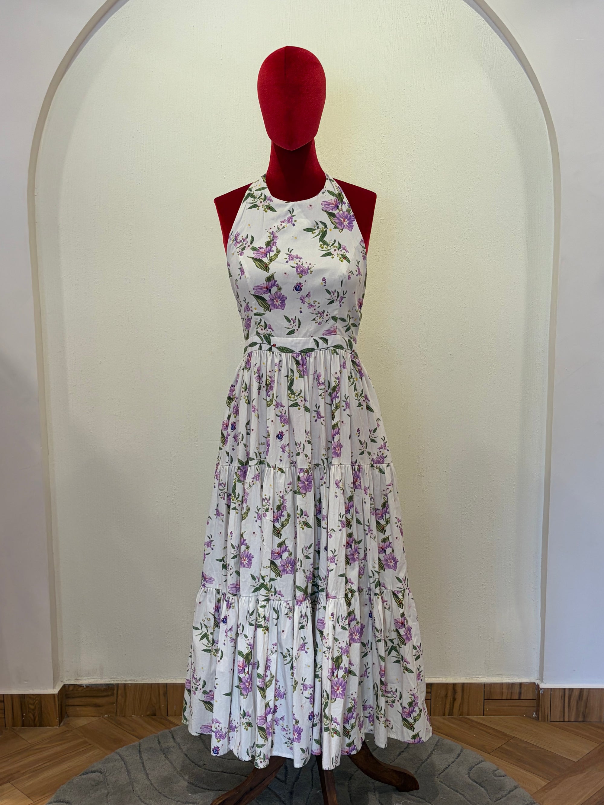 Halter Neck Floral Tier Dress