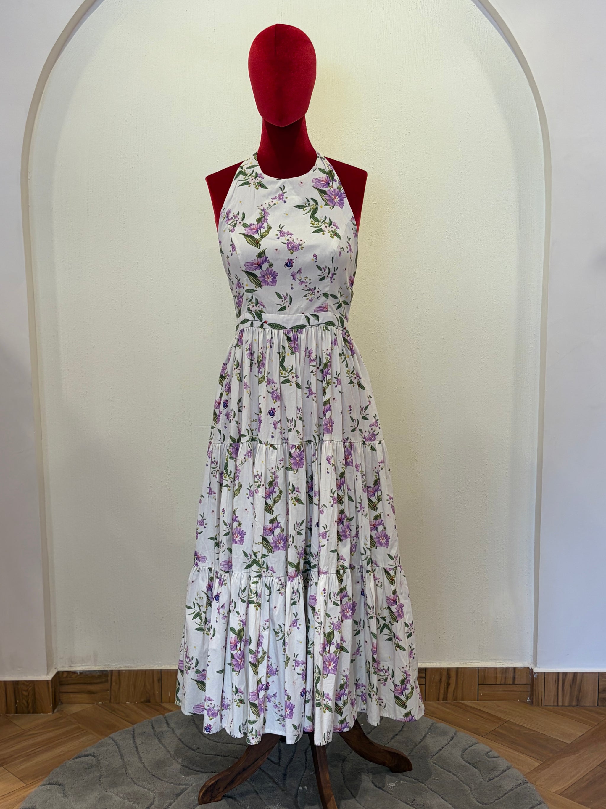 Halter Neck Floral Tier Dress
