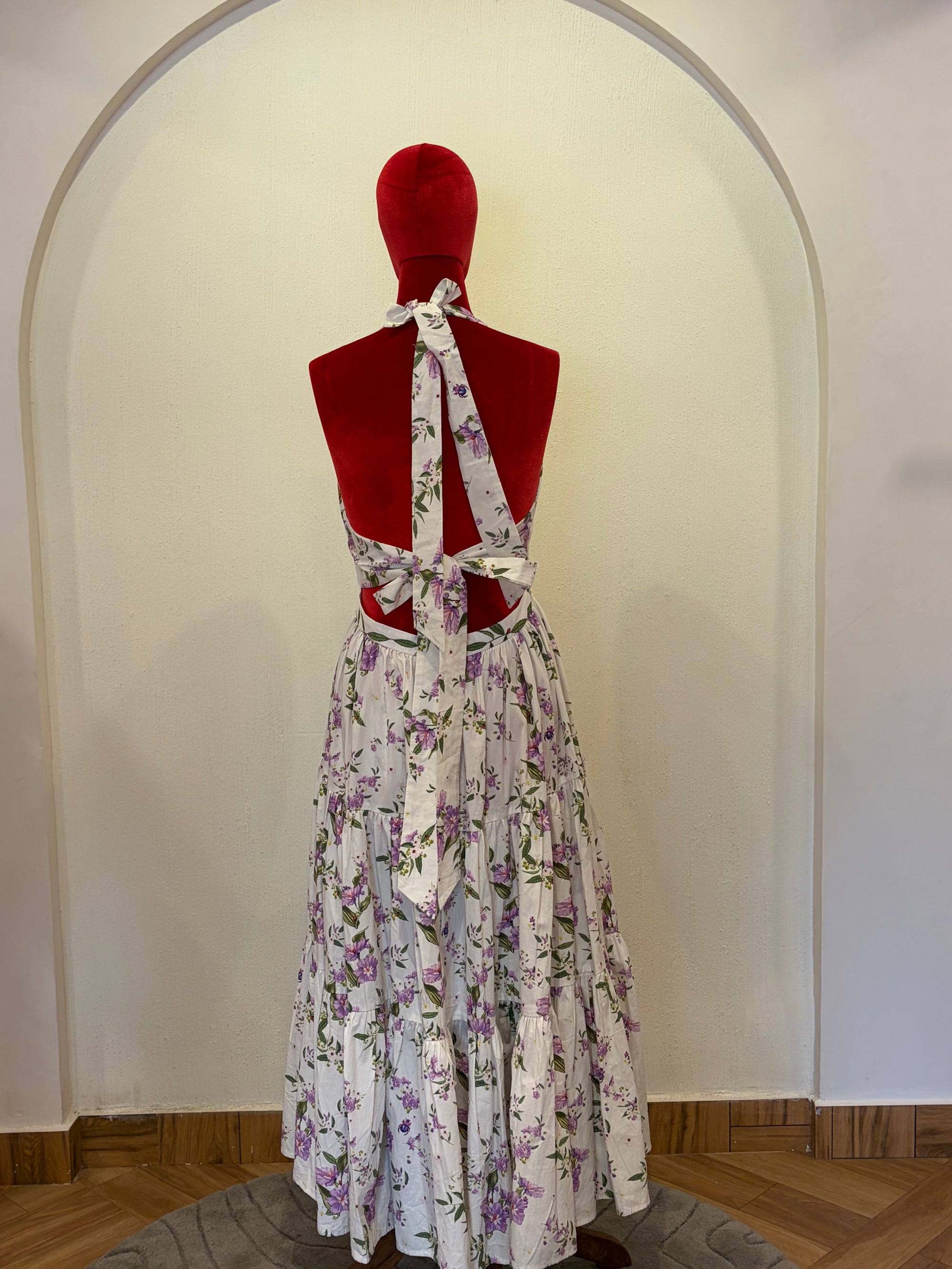 Halter Neck Floral Tier Dress