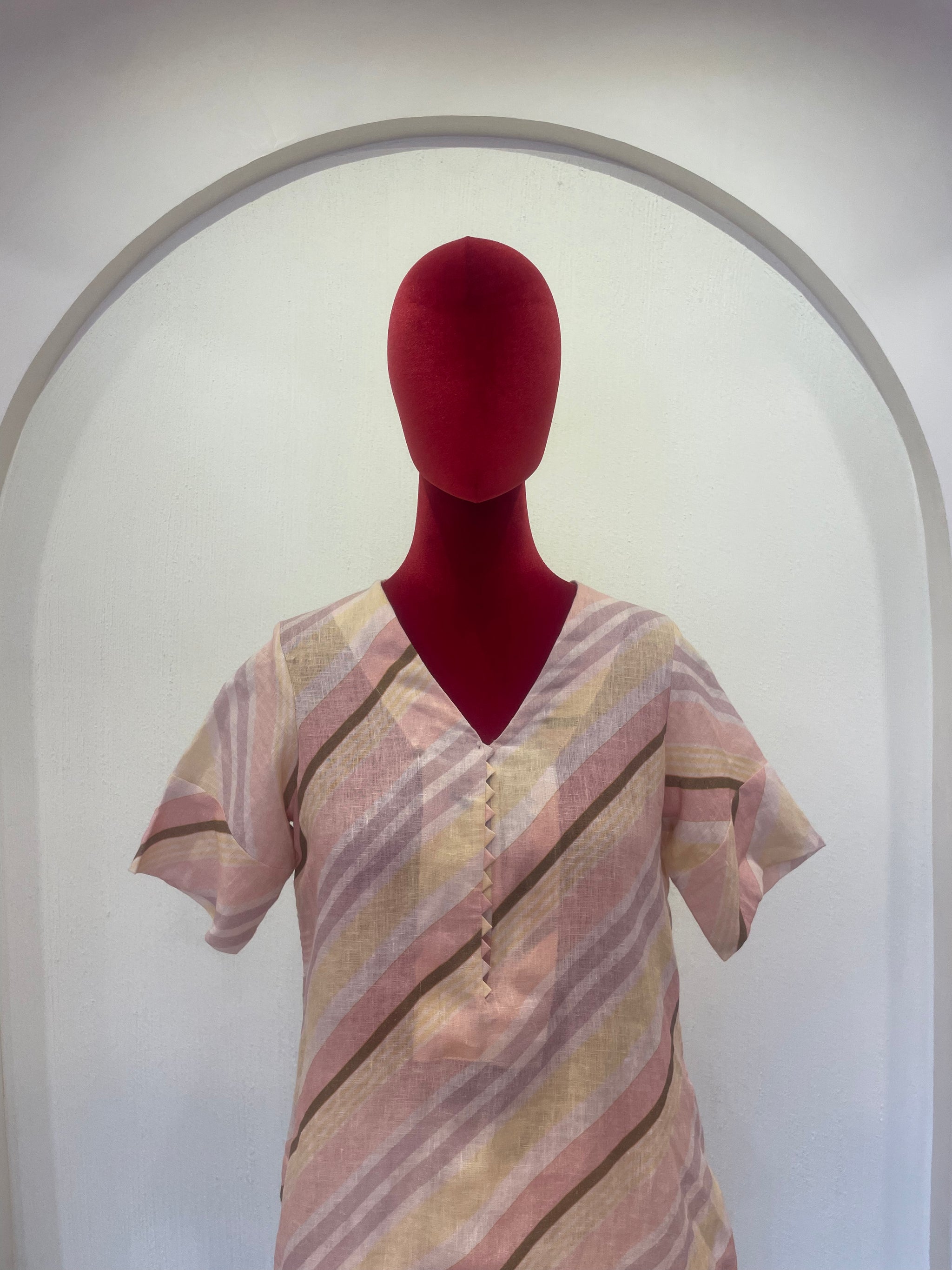 Peach Striped Kurta Set