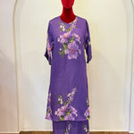 Deep Purple Satin Linen Kurta Set