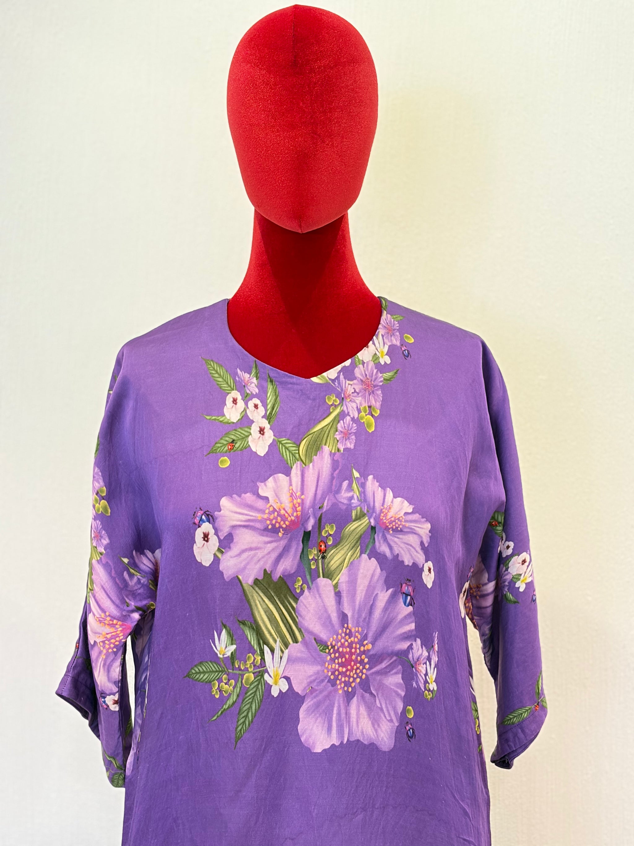 Deep Purple Satin Linen Kurta Set