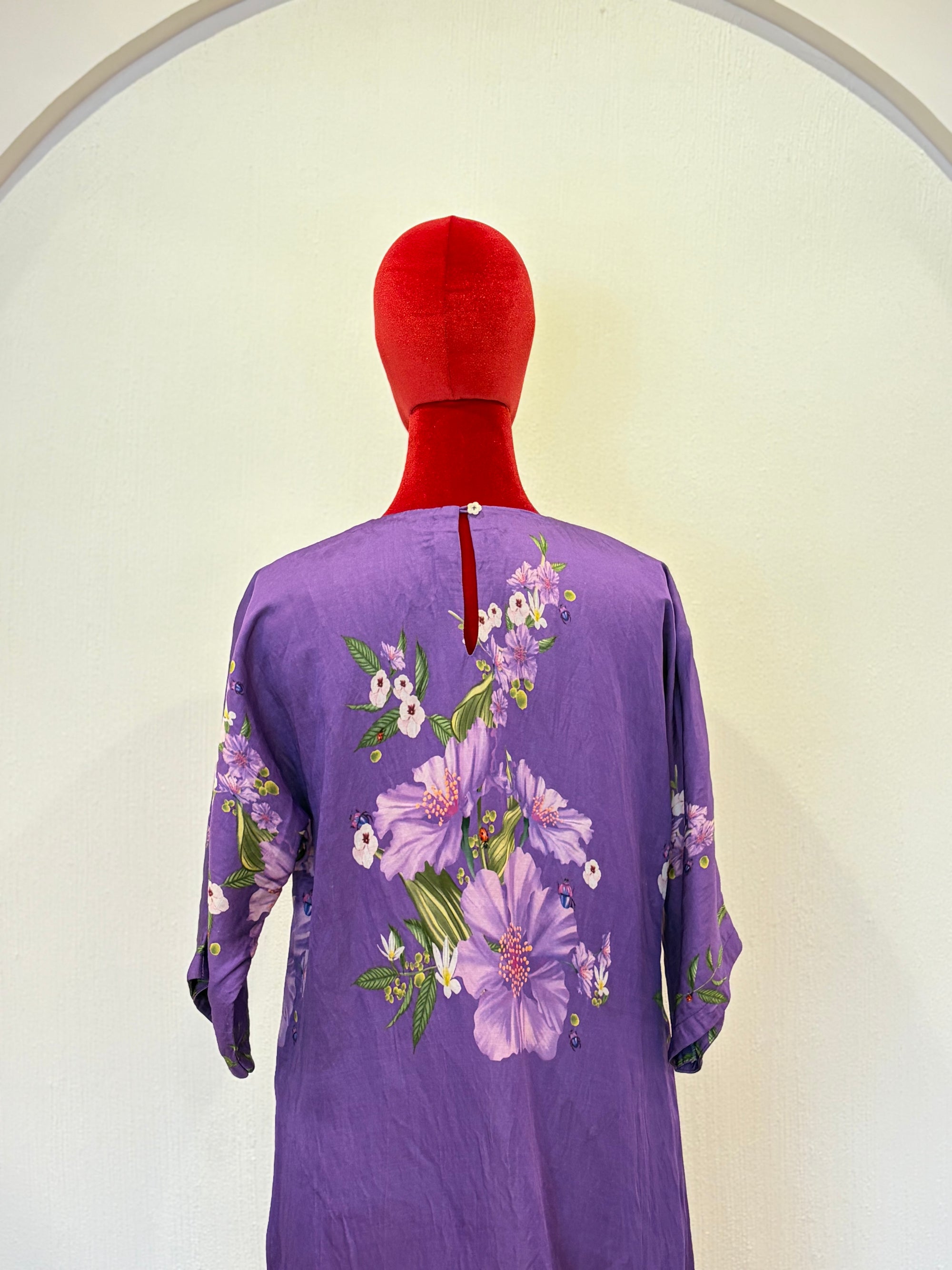 Deep Purple Satin Linen Kurta Set