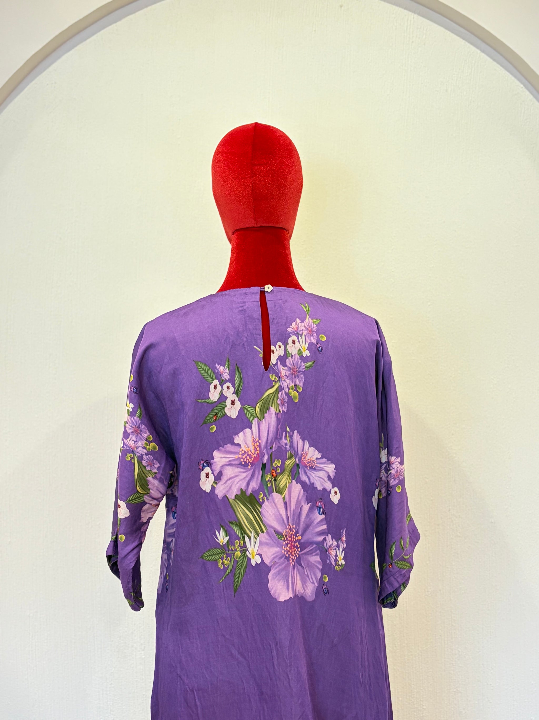 Deep Purple Satin Linen Kurta Set