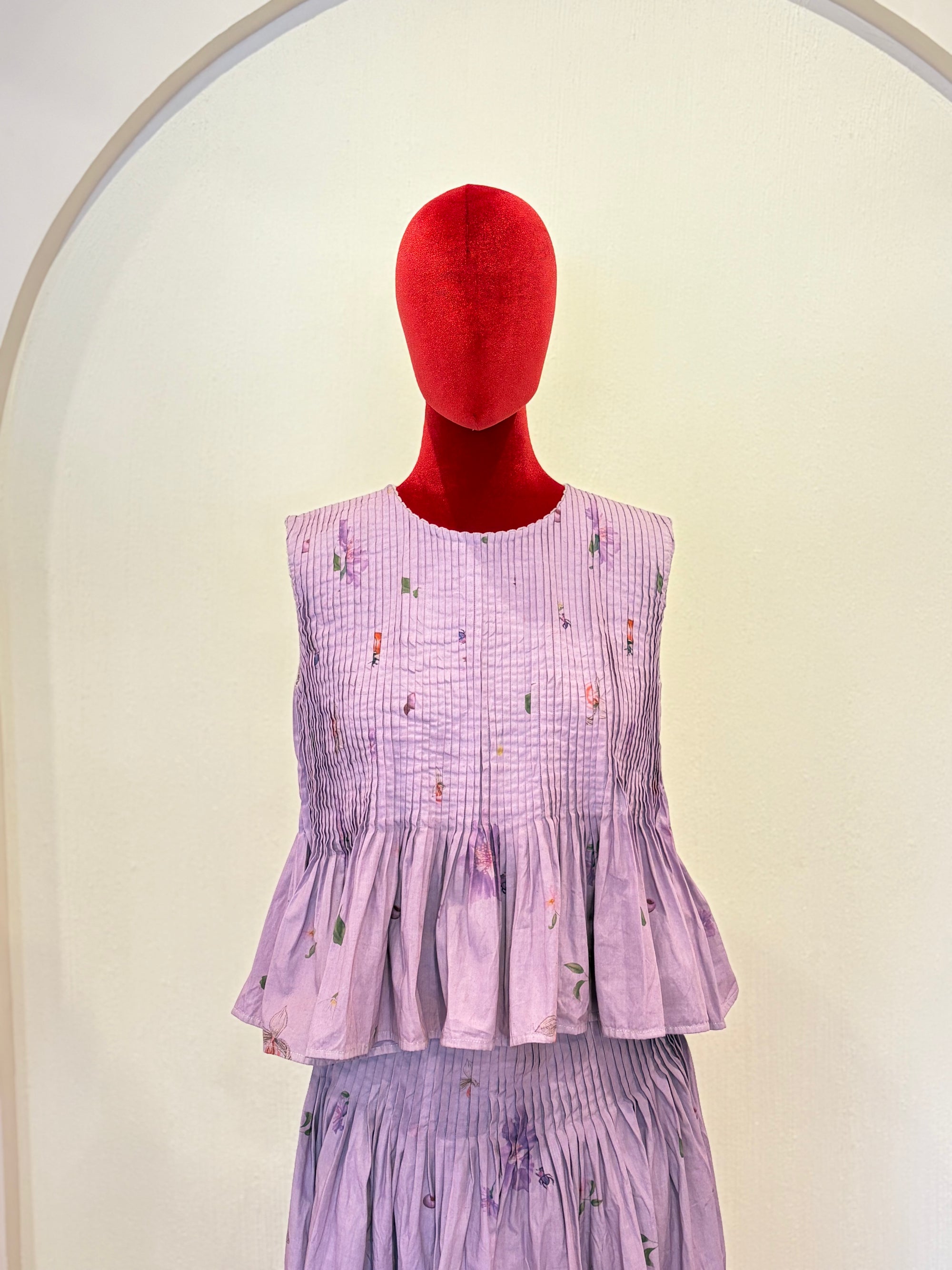 Pleated Skirt Set in Deep Lavender