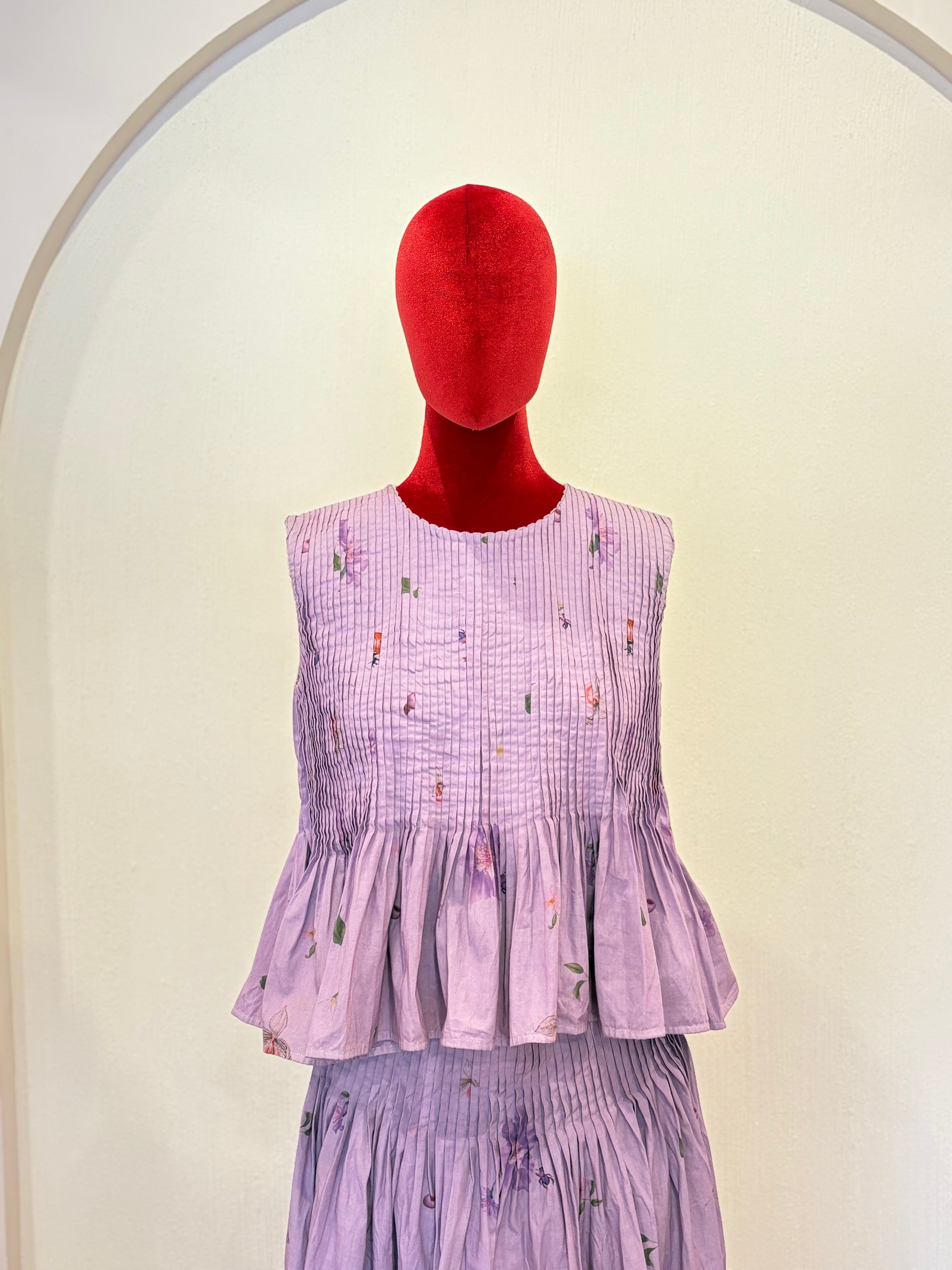 Pleated Skirt Set in Deep Lavender