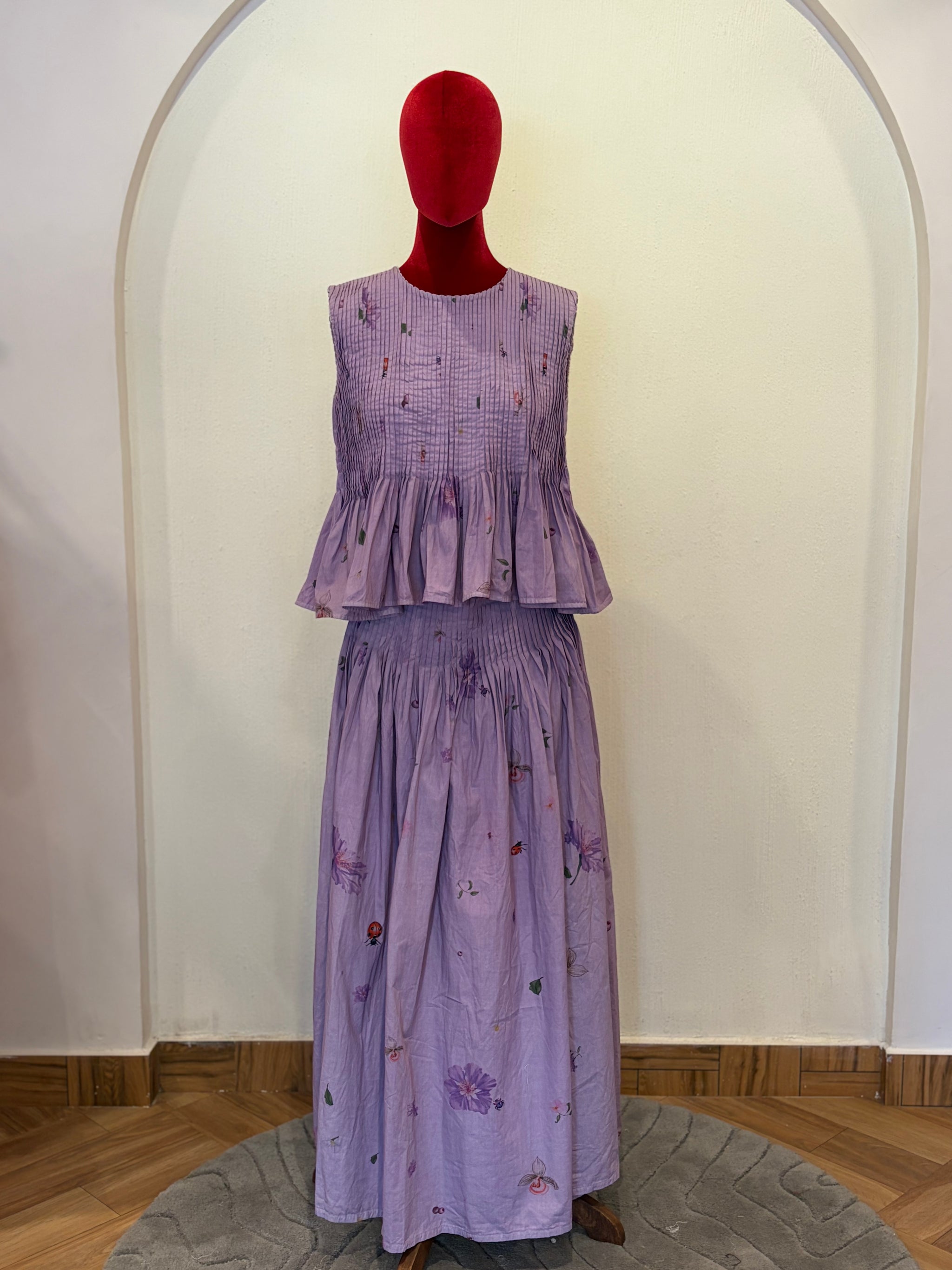Pleated Skirt Set in Deep Lavender